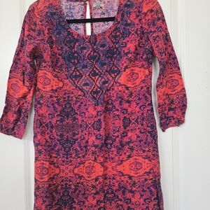 Ecote Urban Outfitters Vibrant Pink and Blue Patterned Mini Dress SZ S EUC